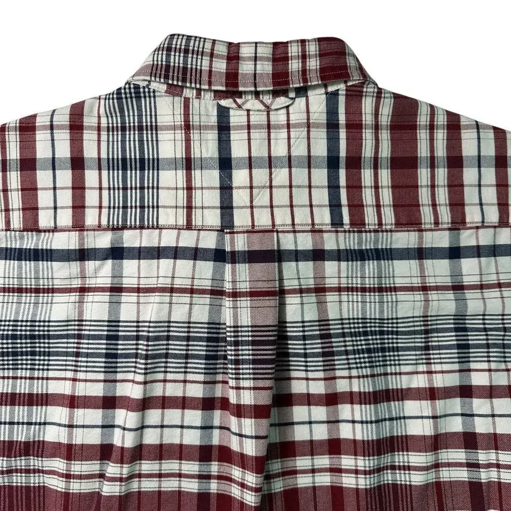 Vintage Tommy Hilfiger Plaid Button Down Shirt 90s Mens  Lrg Embroidered Crest‎